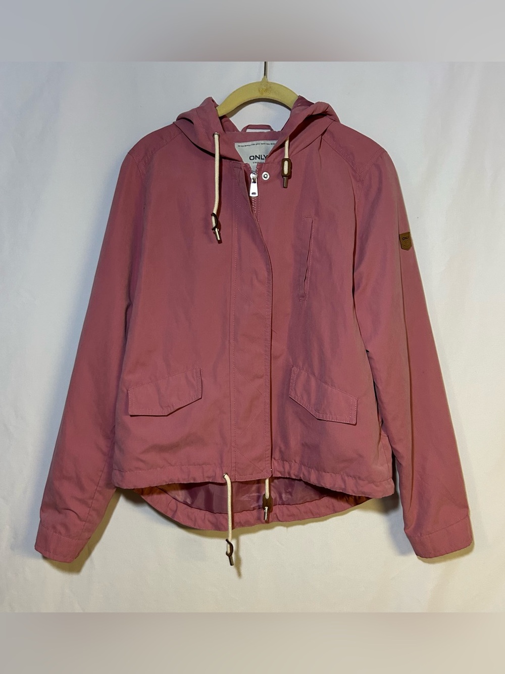 ONLY Our Story Women's Dusty Rose Pink Hooded Parka Jacket Small Lightweight